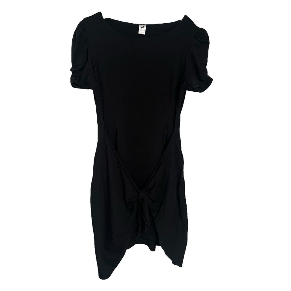 Peruvian Connection Pima Cotton Midi Dress XL Black Tie Front Puff Sleeves